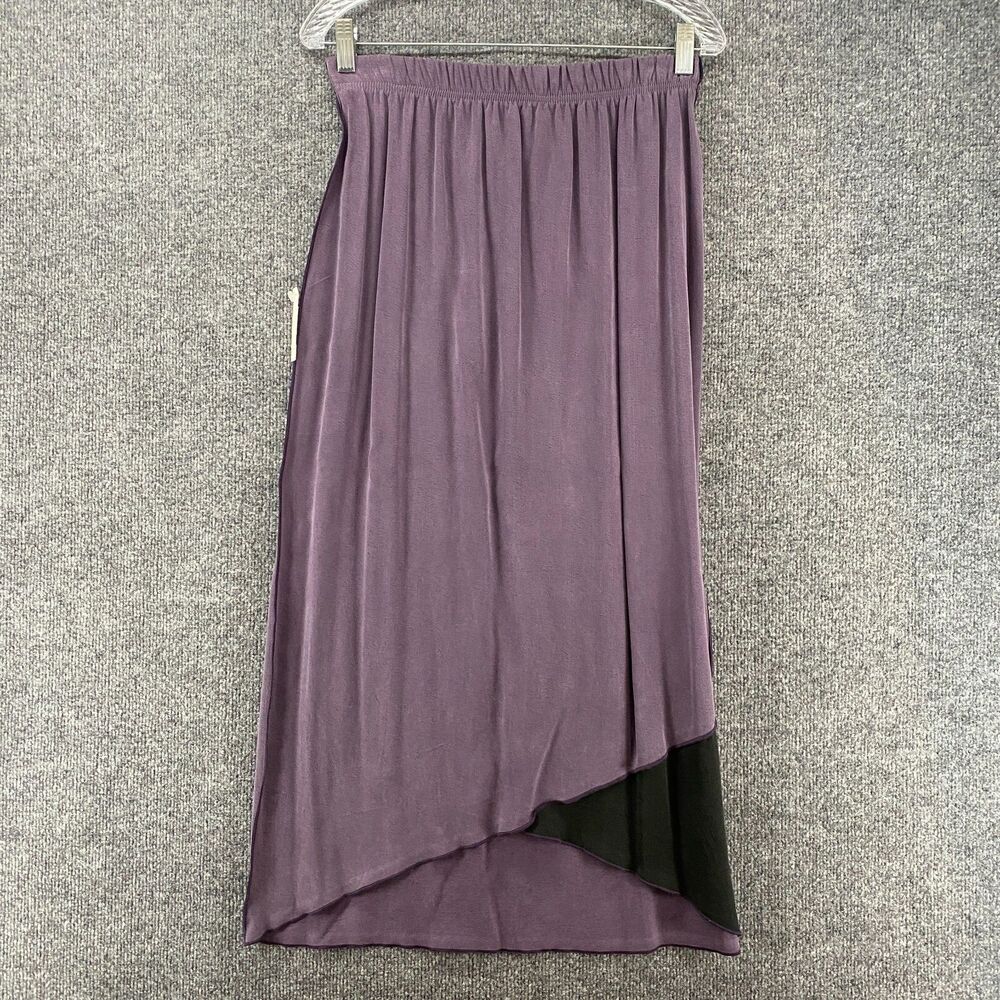 XIAO Skirt Womens S Purple Patchwork Pull On Hi Low Long Stretch Artsy Lagenlook